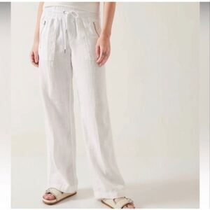 Athleta White Cabo Linen Wide Leg Pant 14
